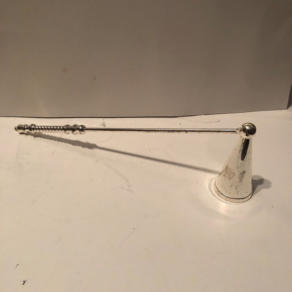 Vintage brass cone shaped match holder with silver candle snuffer. - Picture 3 of 9